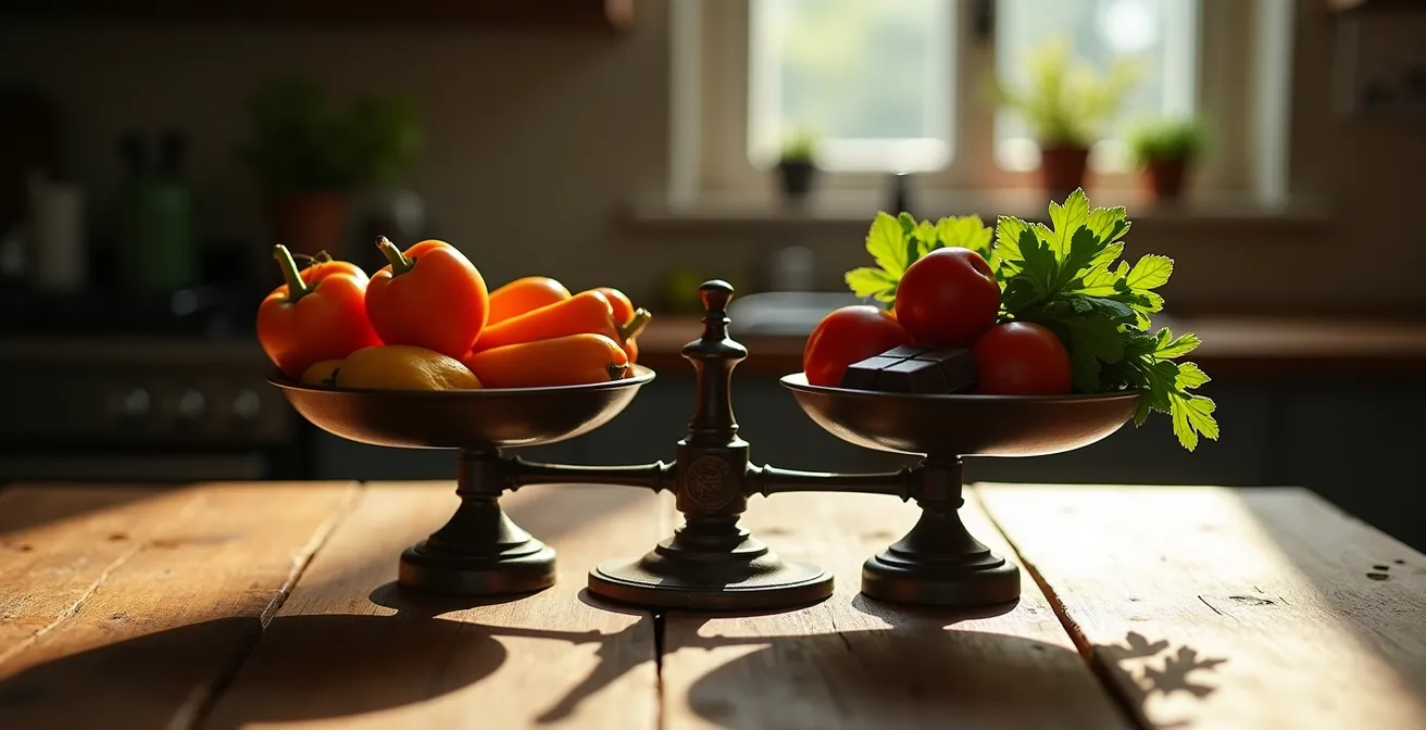 Visuelle Metapher einer ausbalancierten Waage zwischen Perfektion und Flexibilität