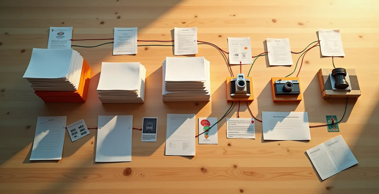 Visualisierung eines 5-Wochen-Plans für den Aufbau einer lokalen Kampagne mit verschiedenen Aktivitätsphasen